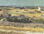 Vincent Van Gogh Harvest at La Crau,with Montmajour in the Background (Blue Cart) (mk09) oil painting